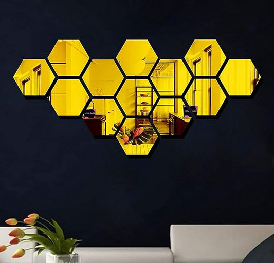 Hexagon Style Acrylic Mirror - Modern Home Decoration